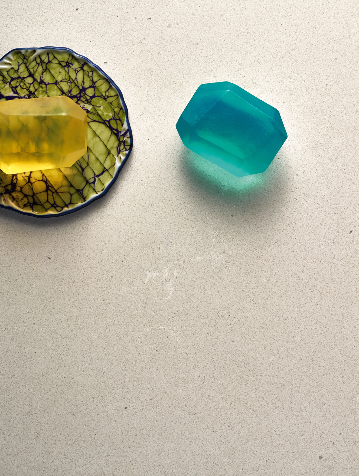 Granite worktop with soap bars